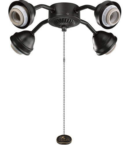 Ceiling Fan 4 Light Bent Arm Fitter LED in Distressed Black