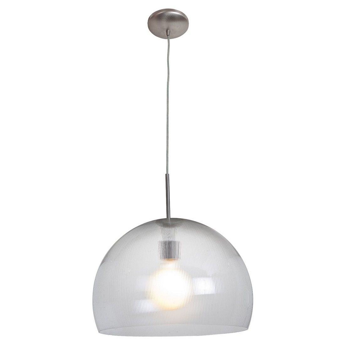 Access Lighting Acrolite Clr Acrylic Corded Pendant In Brushed Steel