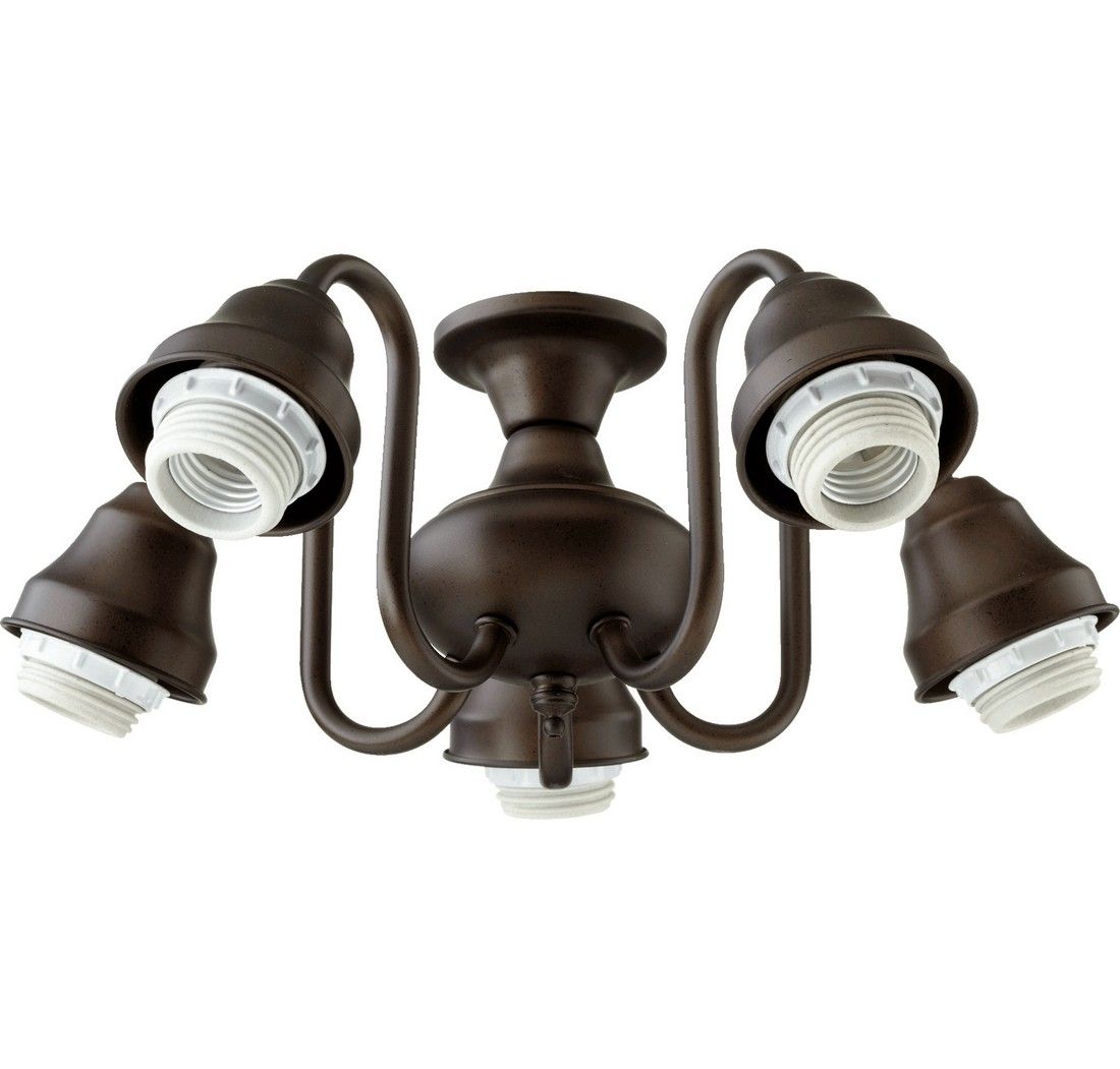 Quorum 5 Light 14 Ceiling Fan Light Kit In Oiled Bronze