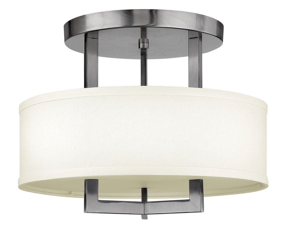 Hinkley Hampton 3 Light Semi Flush Ceiling Light In Antique Nickel