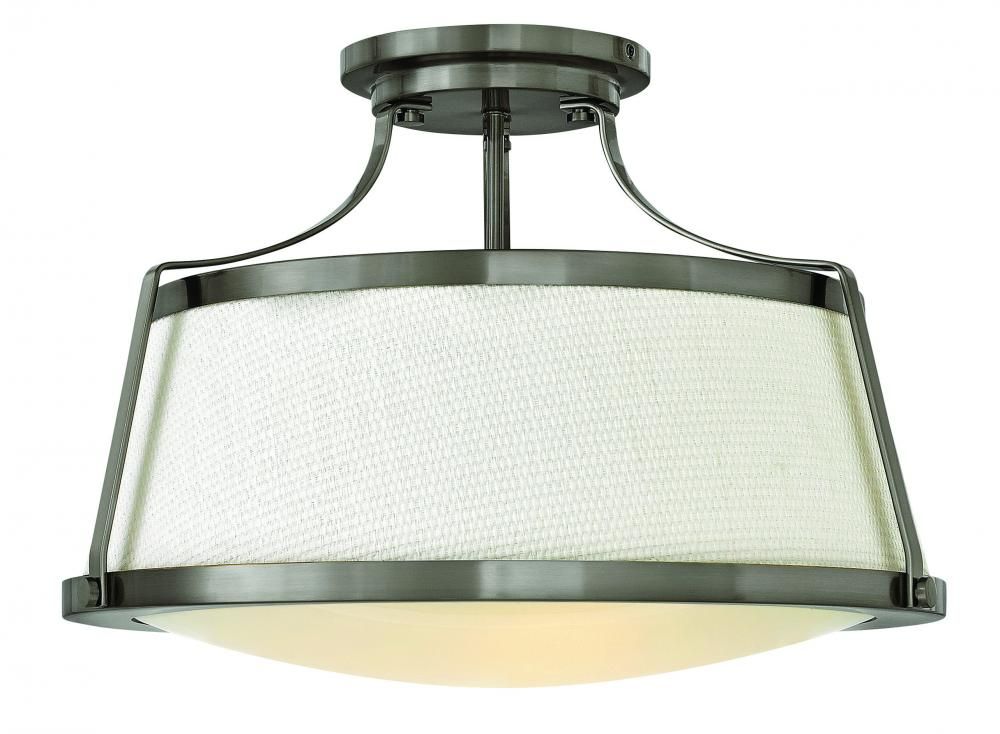 Hinkley Charlotte 3 Light Semi Flush Ceiling Light In Antique Nickel