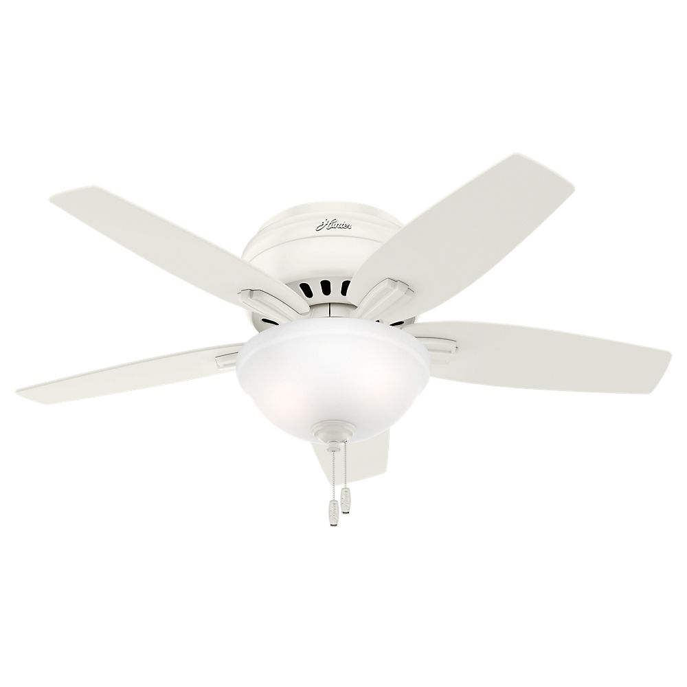 Hunter Newsome Low Profile 2 Light 42 Indoor Ceiling Fan In Fresh White