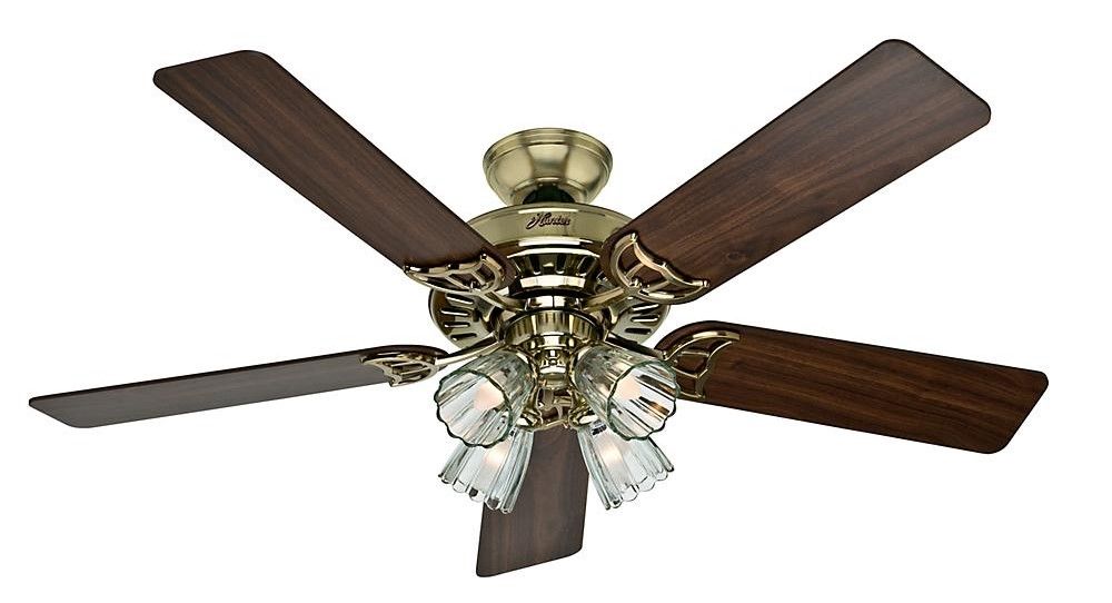 Hunter Studio Series 4 Light 52 Indoor Ceiling Fan In Bright Brass