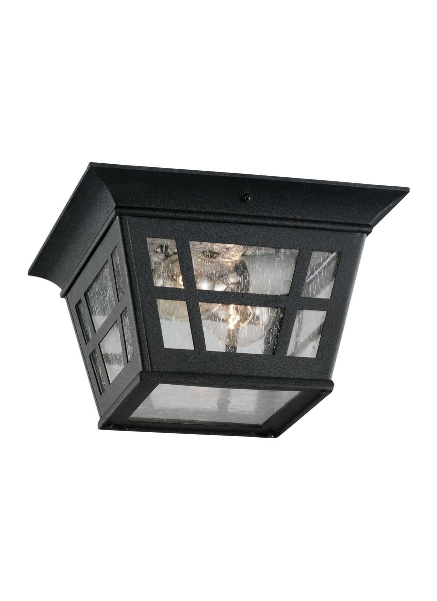 Sea Gull Herrington 2 Light 11 Outdoor Ceiling Light In Black