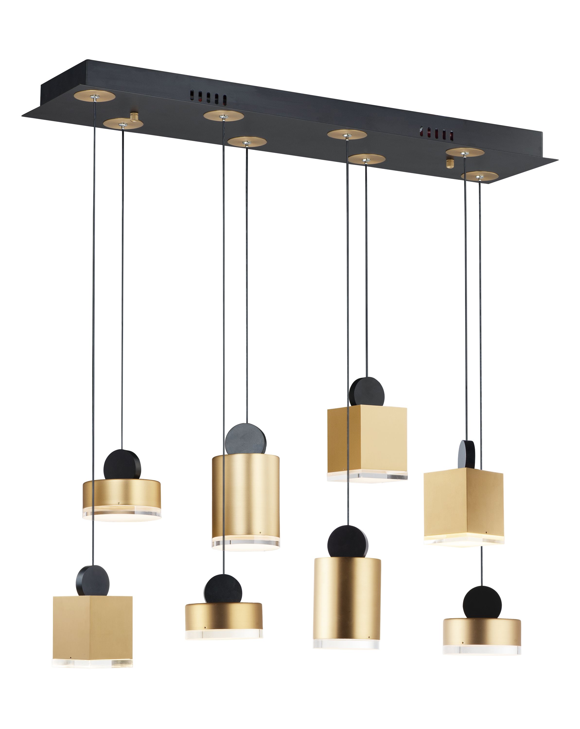 Et2 Lighting Nob 33 Led 8 Light Linear Pendant In Black Gold