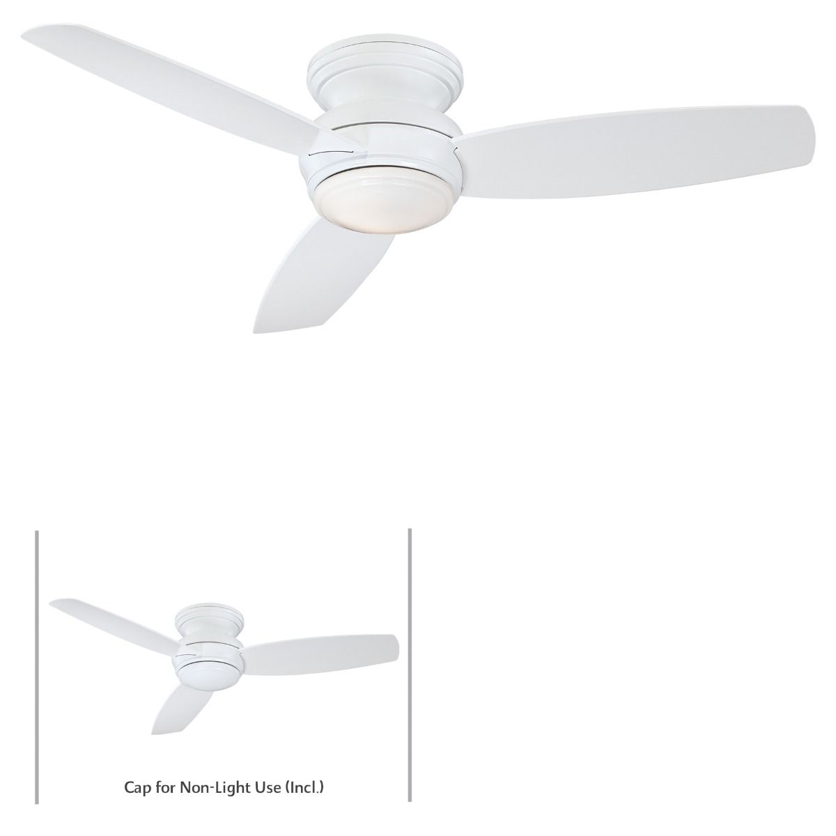 Minka Aire Traditional Concept 52 Led Flush Mount Indoor Outdoor Ceiling Fan In White