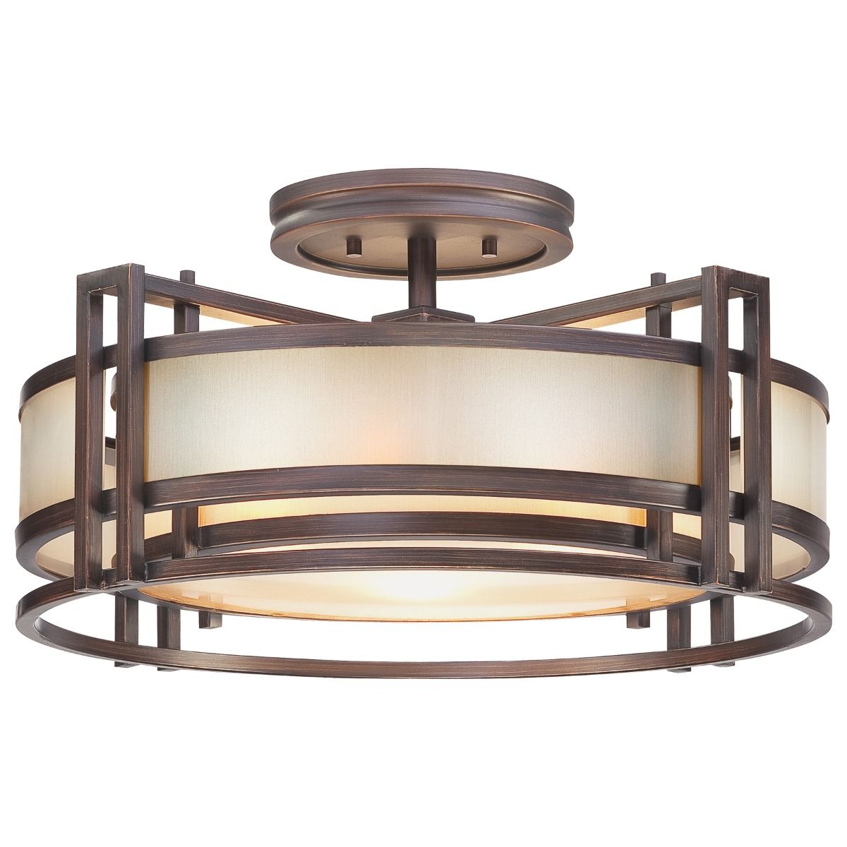 Metropolitan Underscore Semi Flush Art Deco Ceiling Light In Cimmaron Bronze