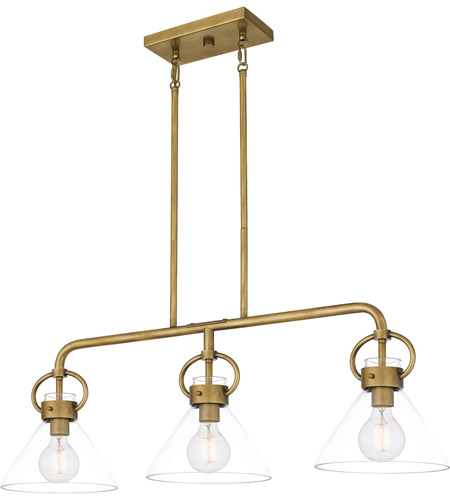 Webster 3-Light Linear Chandelier in Weathered Brass